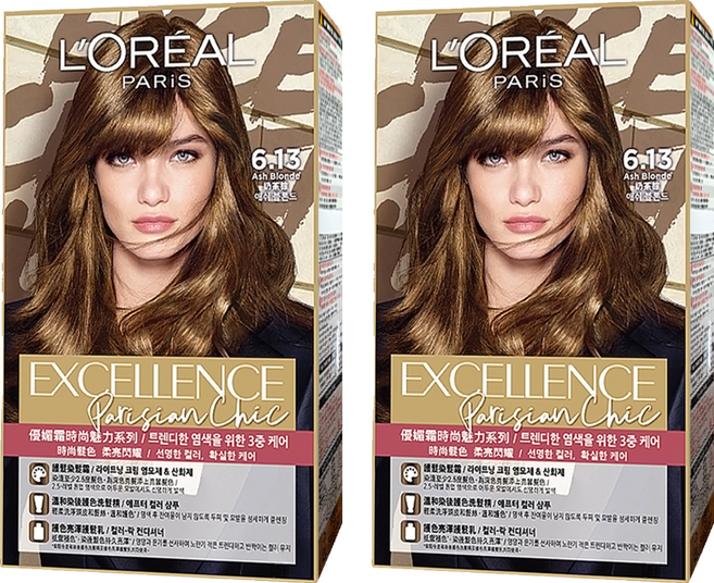 L'OREAL PARiS 巴黎萊雅 台灣公司貨 優媚霜時尚魅力系列 染髮霜, 6.13 奶茶棕, 2盒