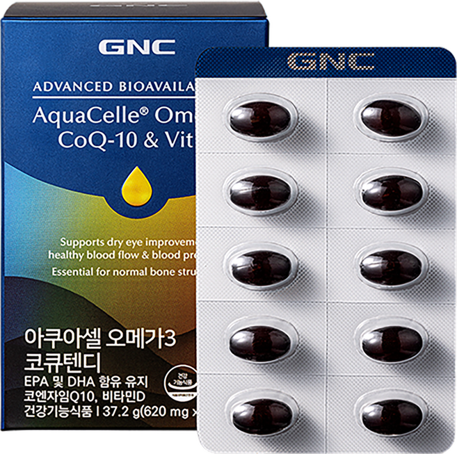GNC 아쿠아셀 오메가3 코큐텐디 37.2g, 60정, 1개