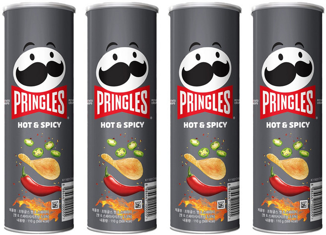 프링글스 핫 & 스파이시 감자칩, 110g, 4개