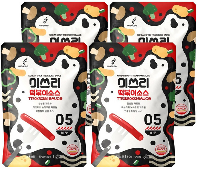 미쓰리 떡볶이소스 05번 불맛, 50g, 4개