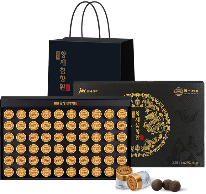 JW중외제약 일품 황제 침향환 건강환 60p + 쇼핑백, 225g, 1세트