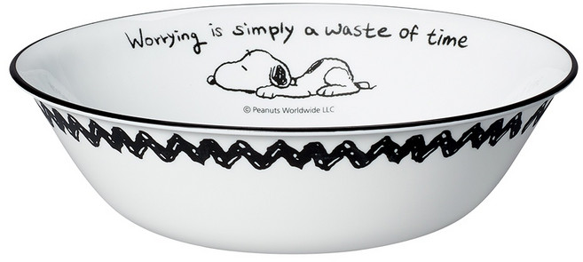 Corelle Brands 康寧餐具 湯碗 SNOOPY復刻 1L, 黑色 + 白色, 1個