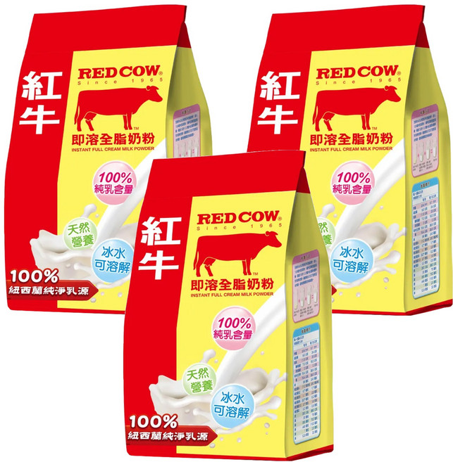 RED COW 紅牛 即溶全脂奶粉, 500g, 3包