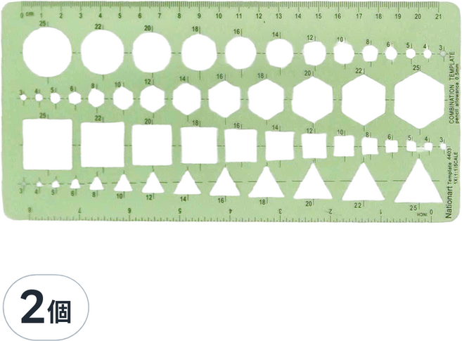 Nationart 4403 綜合模板 110 x 232mm, 綠色, 2個