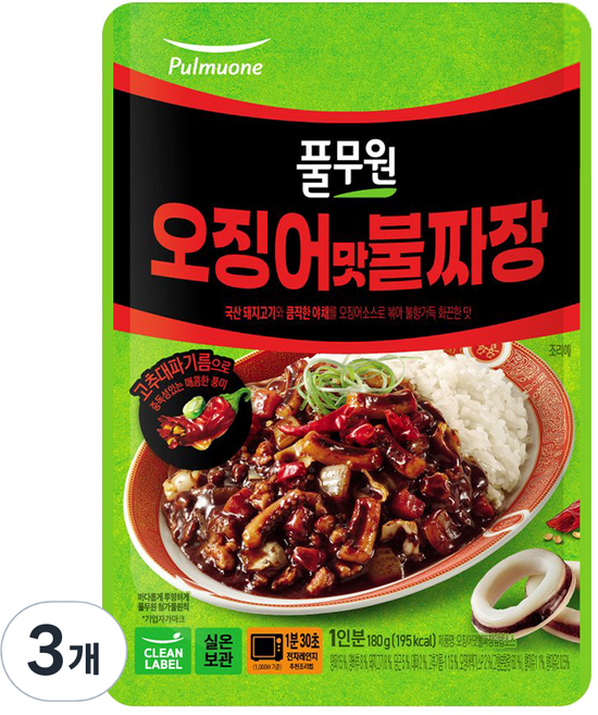 풀무원 오징어맛불짜장 덮밥소스, 180g, 3개