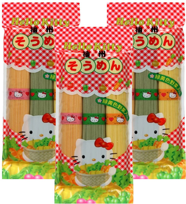 KANESU KT 3種蔬菜素麵條, 3包, 300g