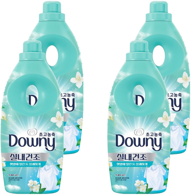 다우니 실내건조 프레시클린 초고농축 섬유유연제 본품, 1L, 4개