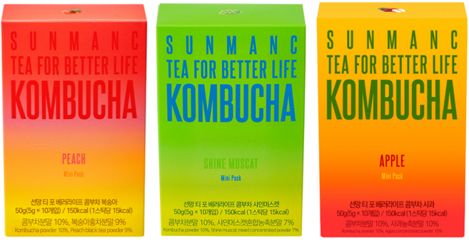 선망 콤부차 체험팩 사과 + 복숭아 + 샤인머스캣 세트, 5g, 10개입, 3개