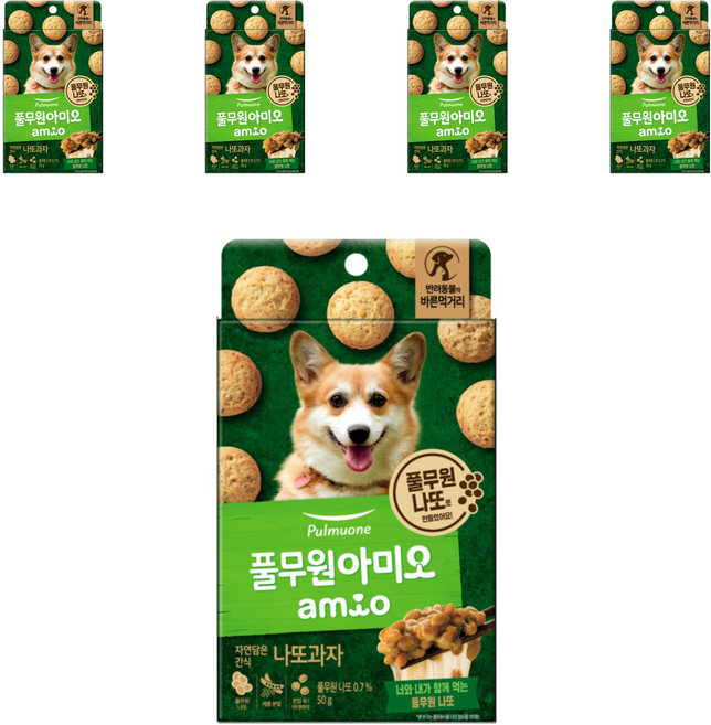 풀무원아미오 강아지 자연담은 간식, 나또맛, 50g, 5개