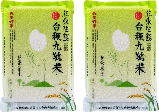 天生好米 花東生態 台稉九號米, 1.5kg, 2包, CNS二等