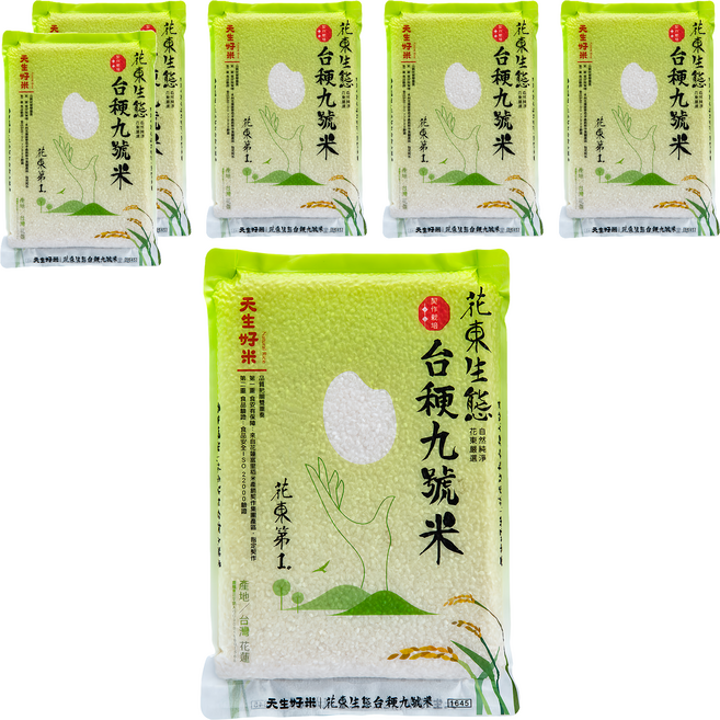 天生好米 花東生態 台稉九號米, 1.5kg, 6包, CNS二等