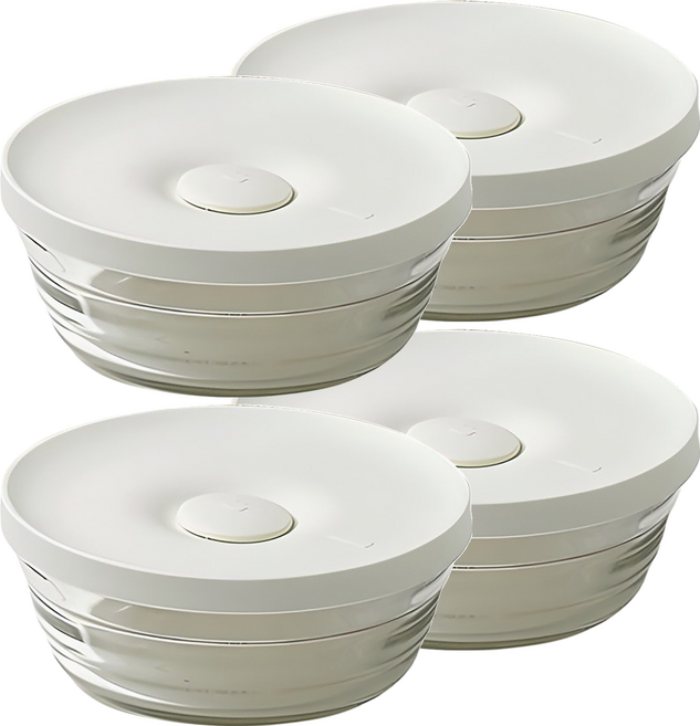 Glasslock 格拉氏洛克 米飯保鮮盒 310ml 椰奶色 4入組, 4個, 椰奶