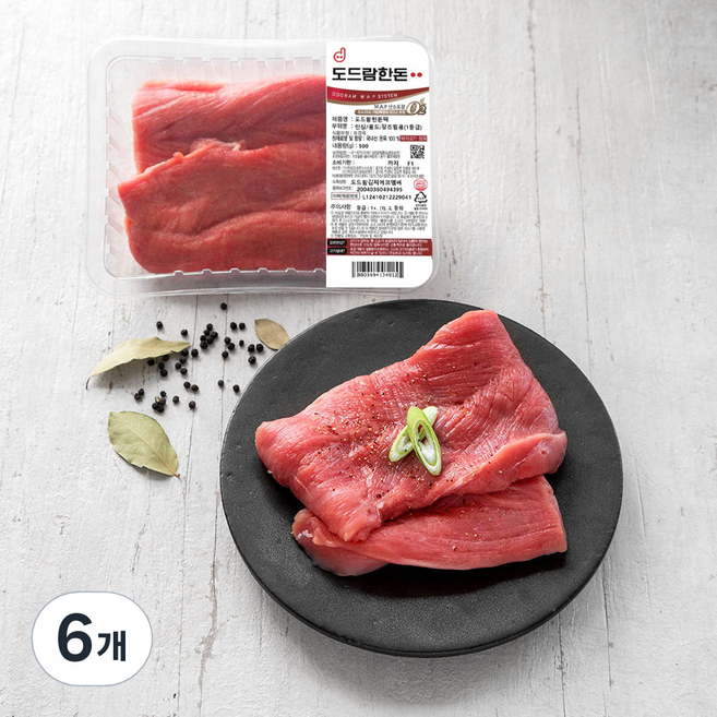 도드람한돈 1등급 안심 장조림용 (냉장), 500g, 6개