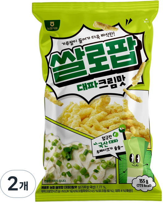 농협식품 쌀로팝 대파크림맛, 155g, 2개