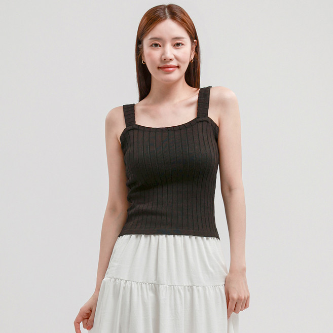 엘쏘 여성용 슬림핏 골지 니트 탑 나시