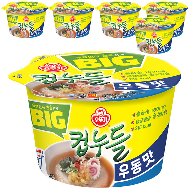 오뚜기 빅컵누들 우동맛 61.5g, 6개