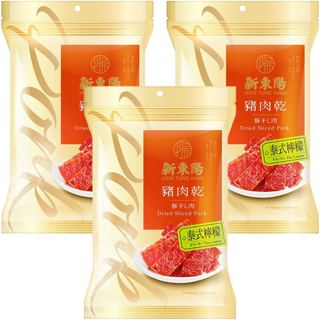 新東陽 豬肉乾 泰式檸檬, 210g, 3包