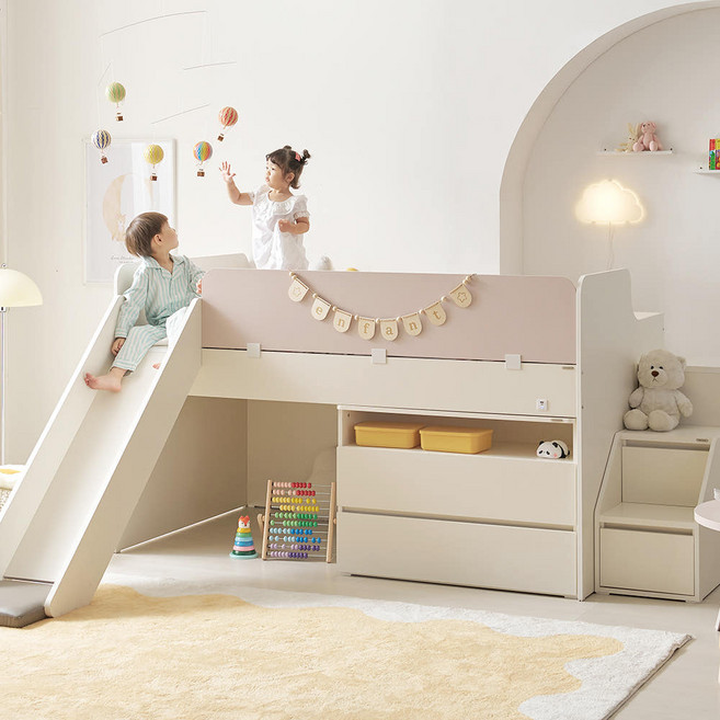 꿈꾸는요셉 앙팡 벙커침대 D세트 방문설치, 본품(크림), 가드(베이지)