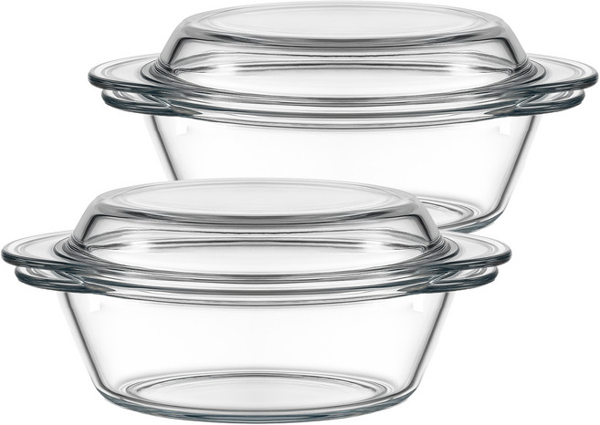 발룬피니 내열강화유리 다용도 원형 오븐렌지 찜기 0.7L 18.6cm, 2개