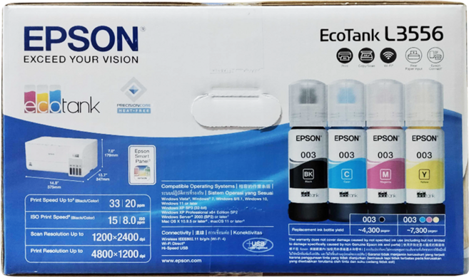 EPSON 三合一Wi-Fi 智慧遙控連續供墨複合機 原廠保固, L3556