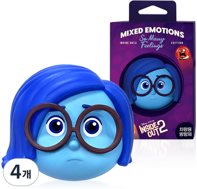 스턴 인사이드아웃2 슬픔이 리필형 차량용 방향제, 4개, 프레시코튼