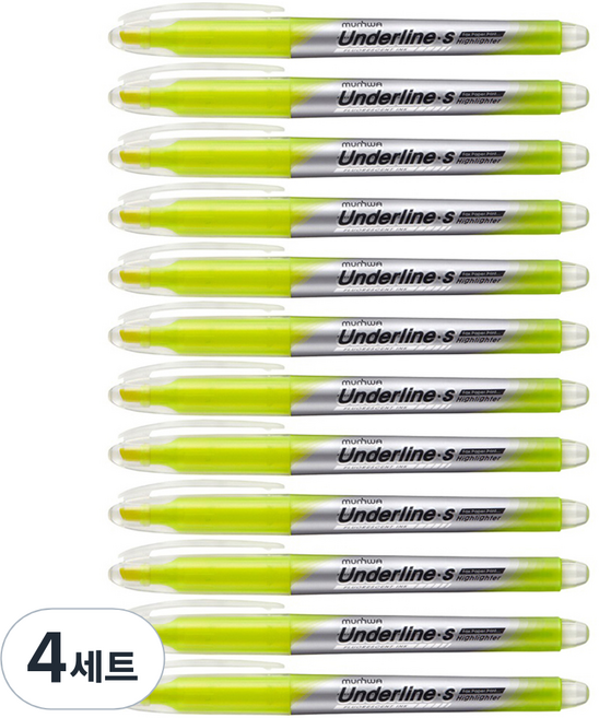 문화연필 언더라인 S 형광펜, 노랑, 48개