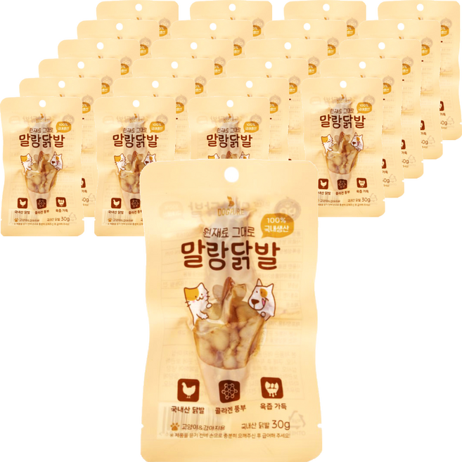 도그퓨어 강아지 고양이 자연식 특식 말랑닭발, 닭고기맛, 30g, 24개