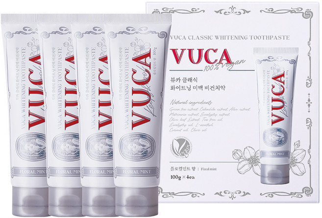 뷰카 클래식 화이트닝 미백 치약, 100g, 4개