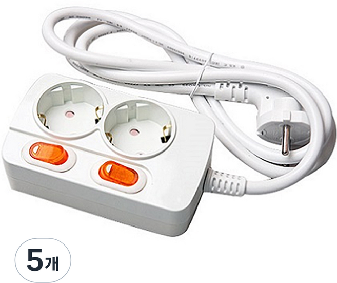 메이프 개별 스위치형 세이프 홈 멀티탭 2구, 2.5m, 랜덤 발송, 5개