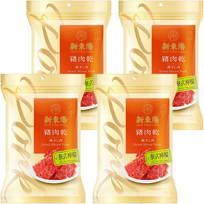 新東陽 豬肉乾 泰式檸檬, 210g, 4包