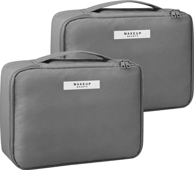 高顏質便攜式旅行化妝包, 灰色, 2個