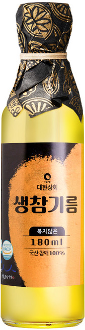 Daehyeonsanghoe 未烘焙韓國產生芝麻油, 1個, 180ml