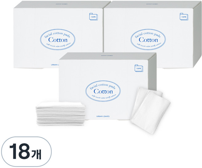 어반리브즈 순수함에반하솜 티슈형 화장솜, 100개입, 18개
