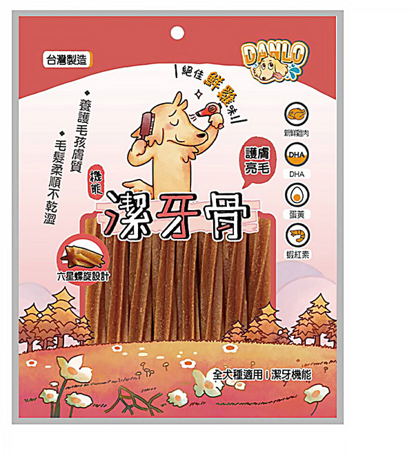 DANLO 丹露 機能潔牙骨 護膚亮毛 六星螺旋設計, 鮮雞, 220g, 1包