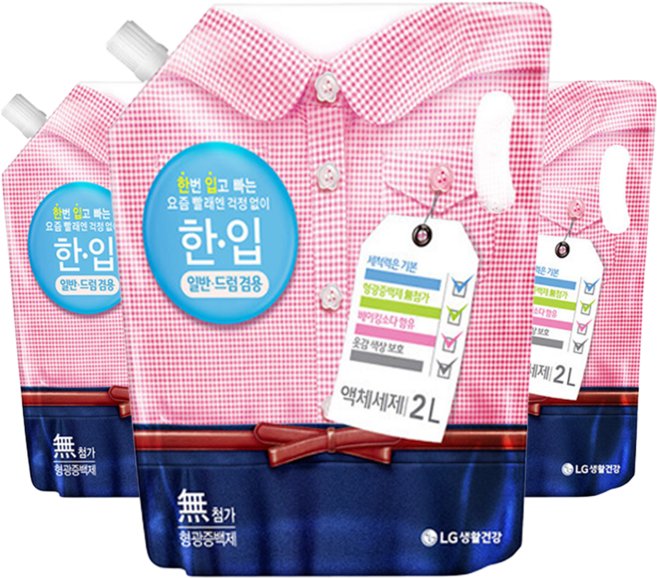 한입 액체세제 일반 / 드럼 겸용 리필, 2L, 3개