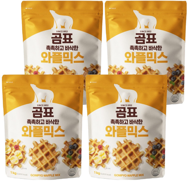 곰표 와플 믹스, 1kg, 4개
