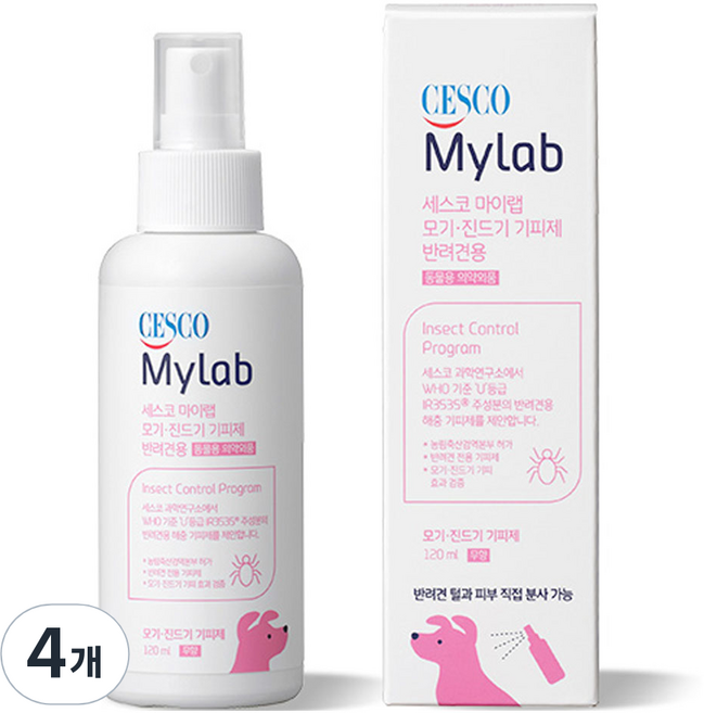 세스코마이랩 모기 진드기 기피제 반려견용, 혼합색상, 4개