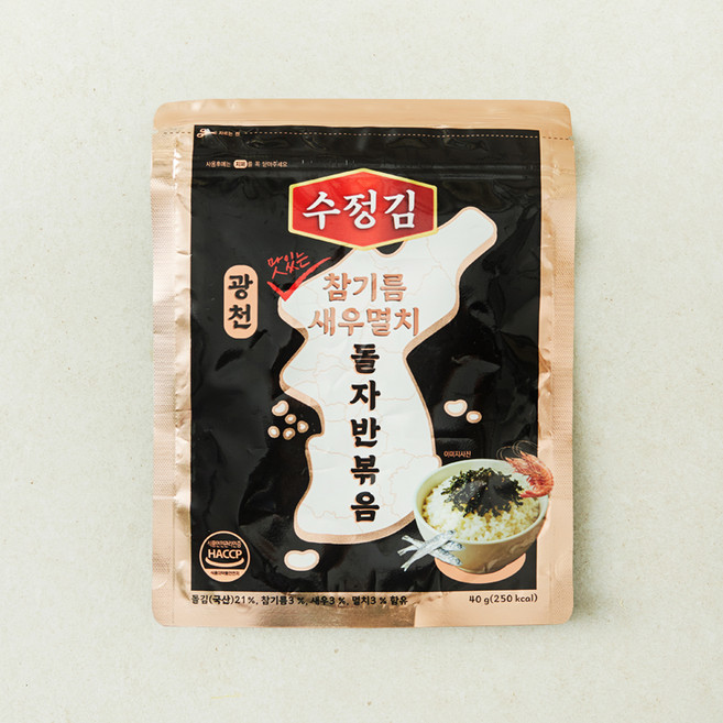 수정김 광천 맛있는 참기름 새우멸치 돌자반볶음, 1개, 40g