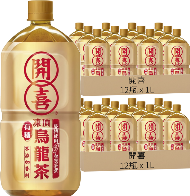 開喜 凍頂烏龍茶 有糖, 1L, 24瓶