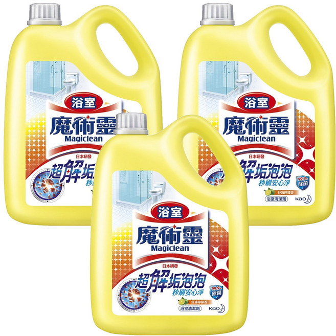 Kao 花王 Magiclean 魔術靈 台灣公司貨 浴室清潔劑 舒適檸檬, 3.8L, 3桶