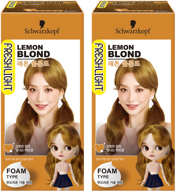 FRESHLIGHT 富麗絲 FRESHLIGHT泡泡染髮劑, 檸檬亞麻色, 2盒