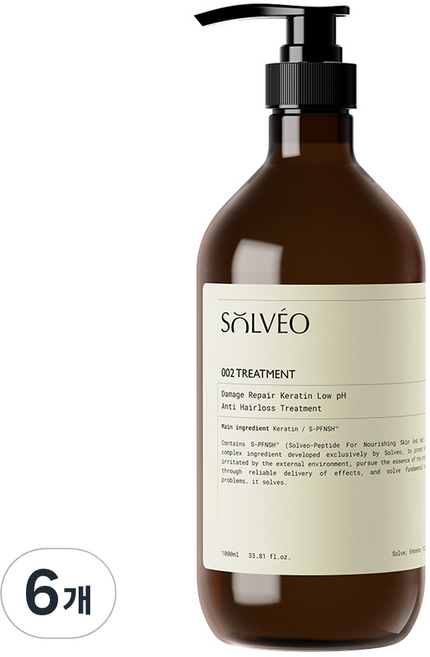 솔브이오 극손상 케라틴 약산성 헤어트리트먼트, 6개, 1L