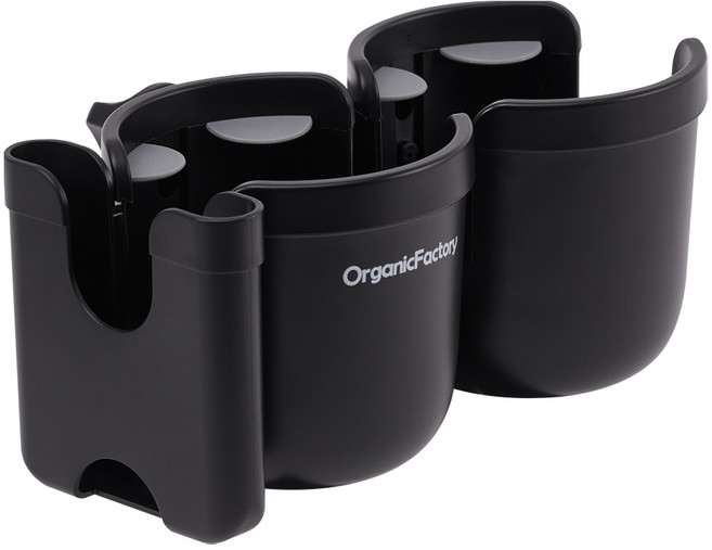 오가닉팩토리 올인원 탱크 유모차 2구 컵&폰홀더, 블랙, 1개