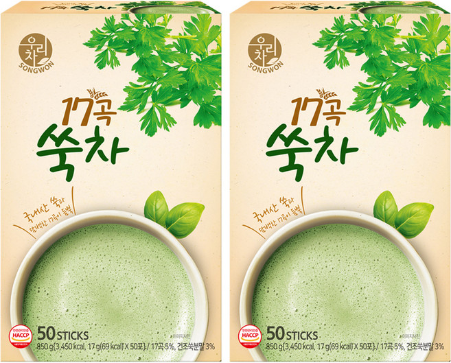 우리차 17곡쑥차, 17g, 50개입, 2개