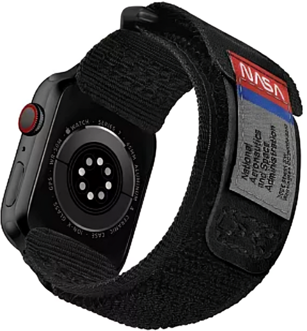 加拿大 mifa apple watch edc-34戰術尼龍混搭真皮皮革運動錶帶(42/44/45/49mm)-nasa聯名黑, nasa聯名黑, 1入