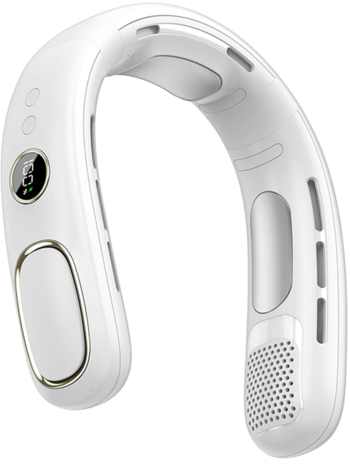 YUNMI 冰瓷半導體製冷掛脖風扇/數顯頸掛風扇/靜音懶人無葉風扇/戶外隨身電風扇, 白色, N90