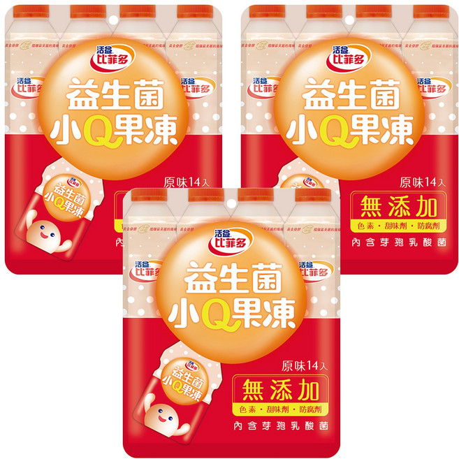 活益比菲多 益生菌 小Q果凍 原味 14包, 280g, 3袋