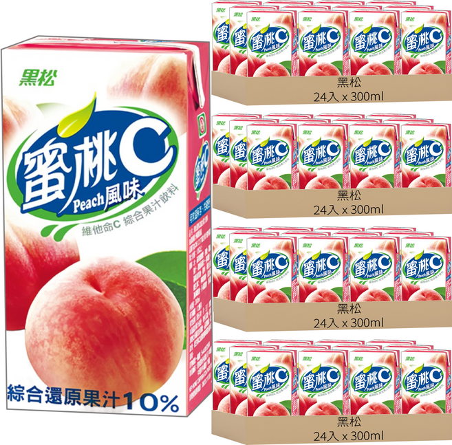黑松 果汁C系列 蜜桃, 300ml, 96入