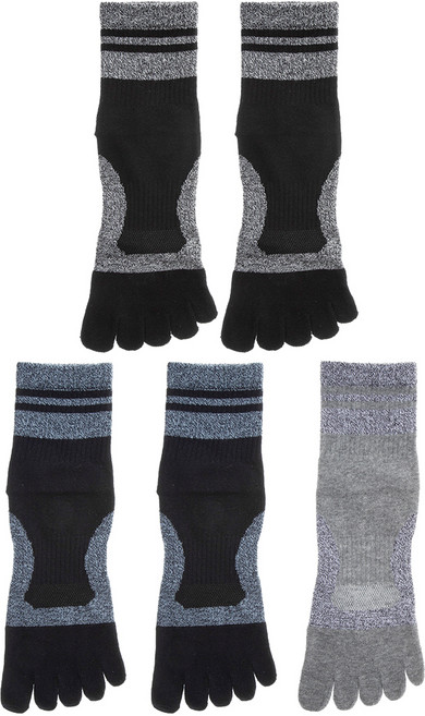 베이스알파 에센셜 남성용 패턴 발가락 중목 양말 5켤레