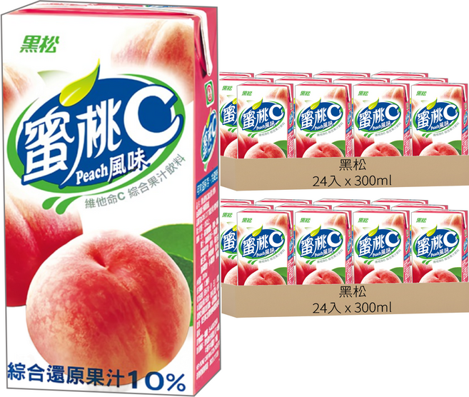 黑松 果汁C系列 蜜桃, 300ml, 48入